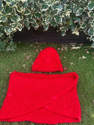 Gorro y bufanda lana - rojos
