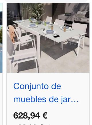 Mesa jardín blanca + 6 sillas