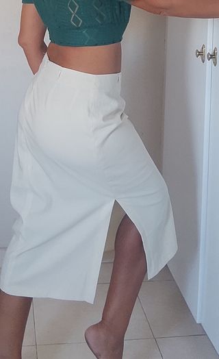 Falda midi blanca | beige