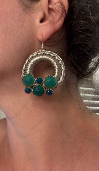 Orecchini crochet verdi & argento