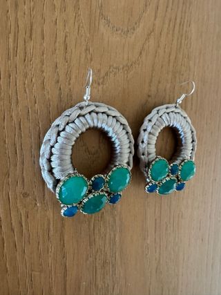Orecchini crochet verdi & argento