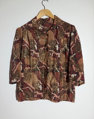 Blusa vintage marrón y roja