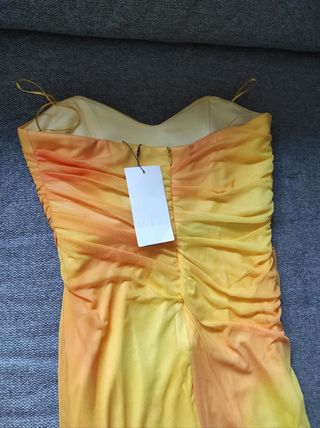 Vestido Zara-Amarillo anaranjado M