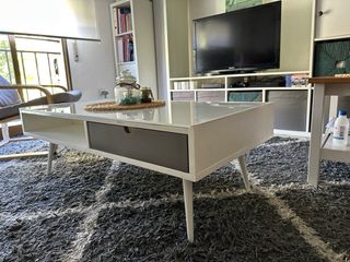 Mesa centro nórdica blanca - madera y cristal
