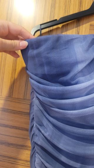 Vestido midi tul fruncido zara tye die morado azul