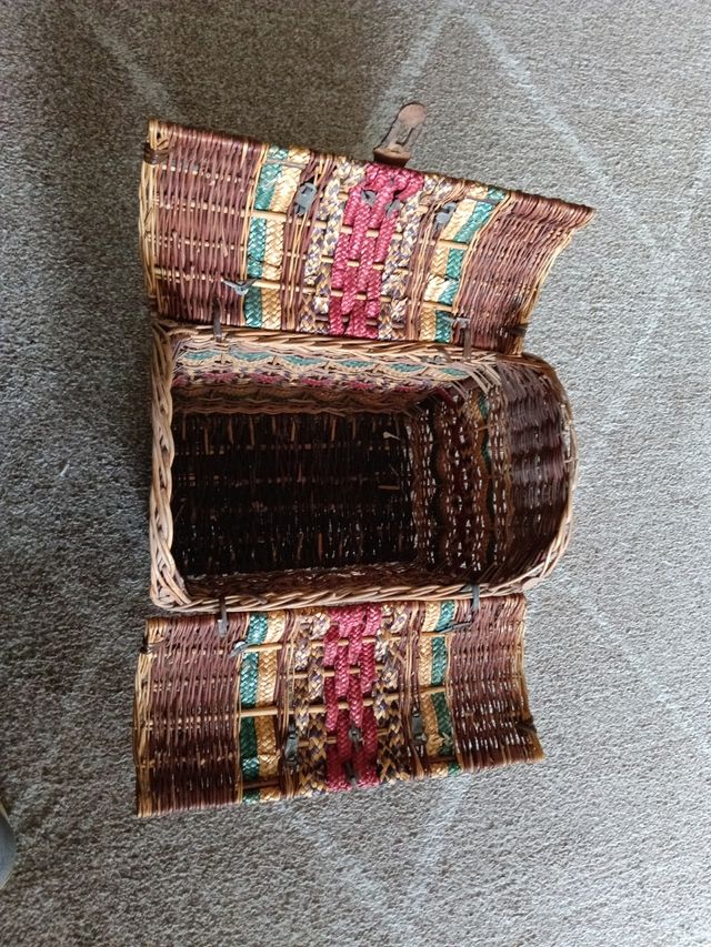 Cesta mimbre vintage multicolor