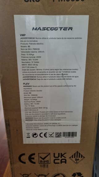 Patinete eléctrico Mascooter S2