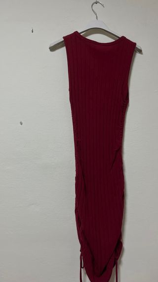 Vestido rojo de canalé Shein