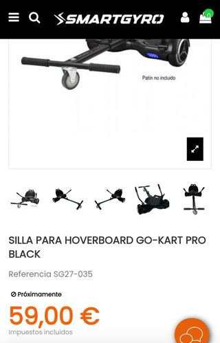 Go-Kart Hoverboard Silla - Negro smartgyro
