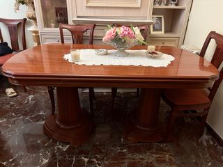 Mesa comedor + 6 sillas madera