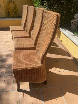 4 Sillas mimbre marrón