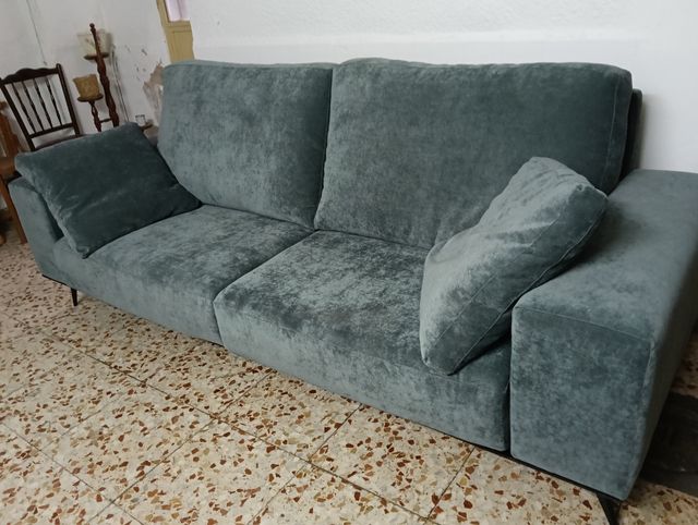 Sofá terciopelo, azul verdoso