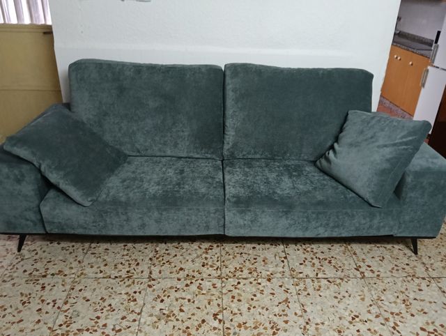 Sofá terciopelo, azul verdoso