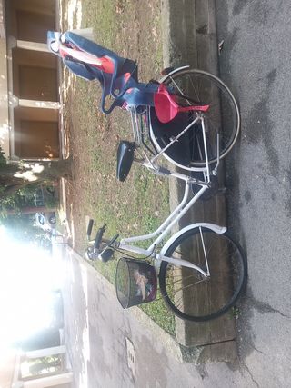 Bicicletta bianca con seggiolino