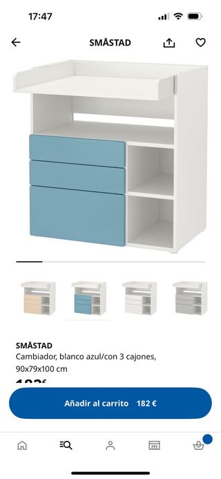Cambiador Ikea con cajones - Azul