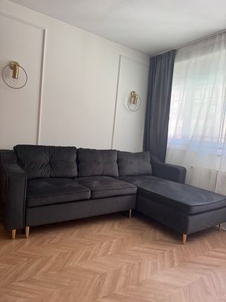 Sofá chaiselongue terciopelo negro