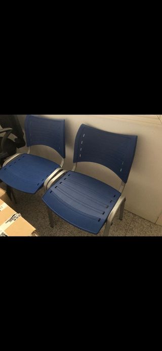 3 Sillas oficina - azul, metal