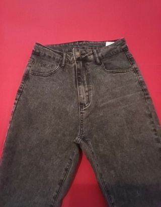 Vaqueros campana negros mujer, talla alta 38