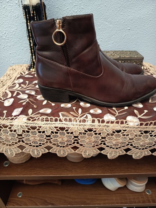 Botines Marrón Piel Sintética