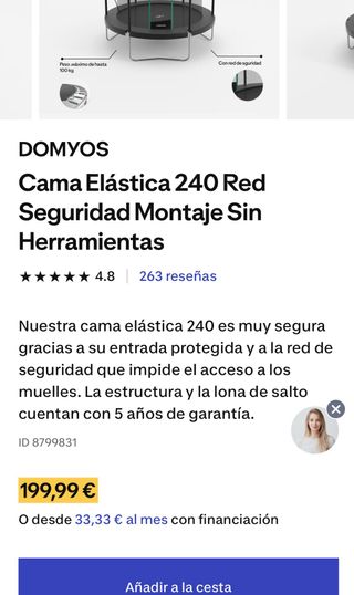 Cama elástica infantil