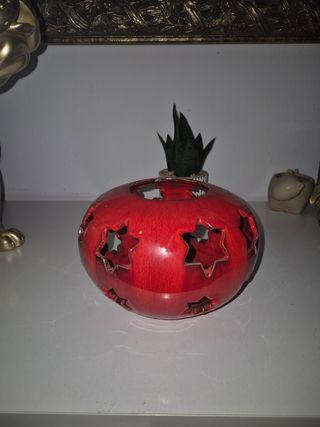 Portacandele in ceramica rossa