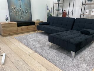 Sofá cama chaise longue negro