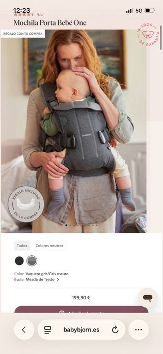 Mochila Portabebés BabyBjorn One - 0-3 años