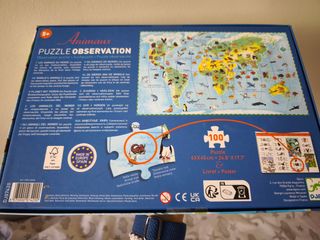 Puzzle 100 piezas mapa animales
