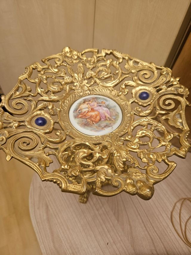 Centro mesa bronce porcelana limoges