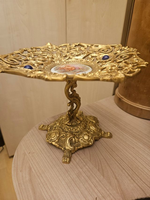 Centro mesa bronce porcelana limoges