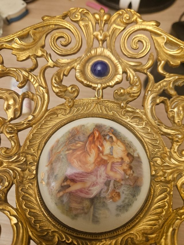 Centro mesa bronce porcelana limoges