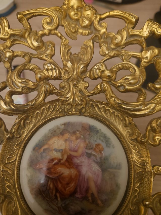 Centro mesa bronce porcelana limoges