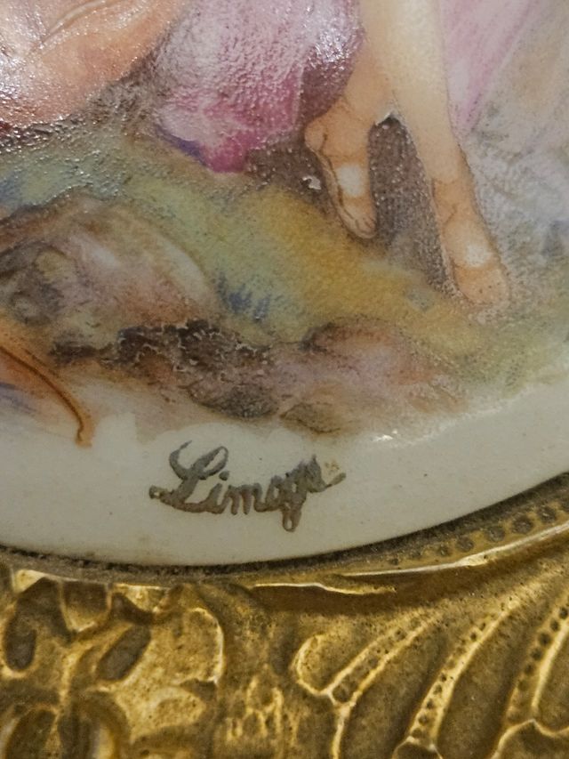 Centro mesa bronce porcelana limoges