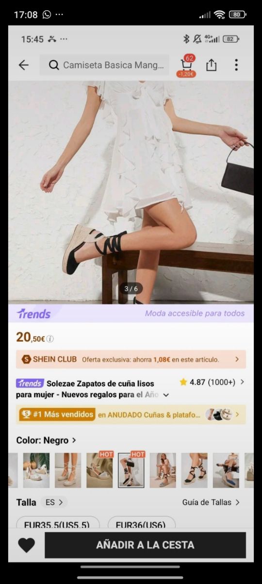 Zapatos cuña negros sin estrenar 