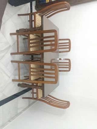 Mesa rústica + 6 sillas madera