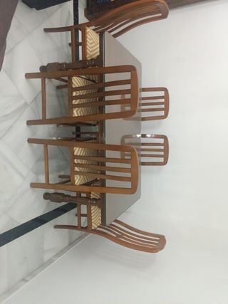 Mesa rústica + 6 sillas madera