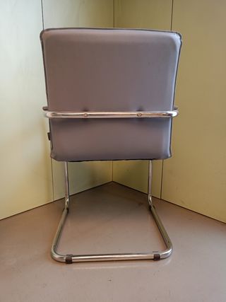 Sedia da ufficio da riunione in pelle con struttura in alluminio