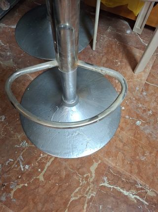 Taburetes bar altos, 3uds. blanco-plata