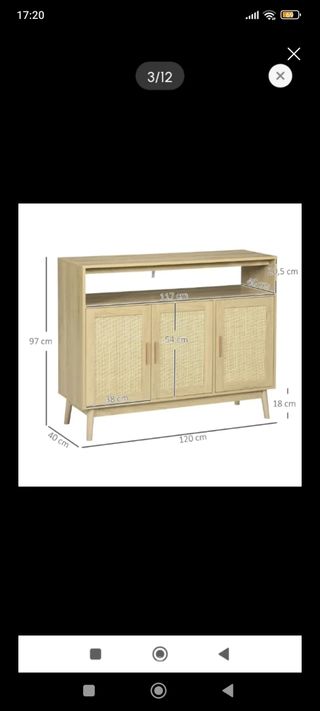Aparador mimbre y madera - Beige
