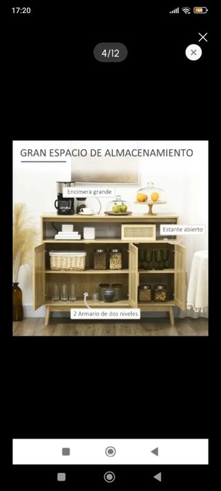 Aparador mimbre y madera - Beige