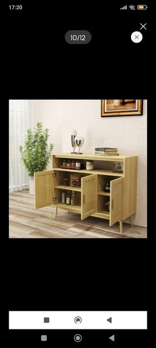 Aparador mimbre y madera - Beige