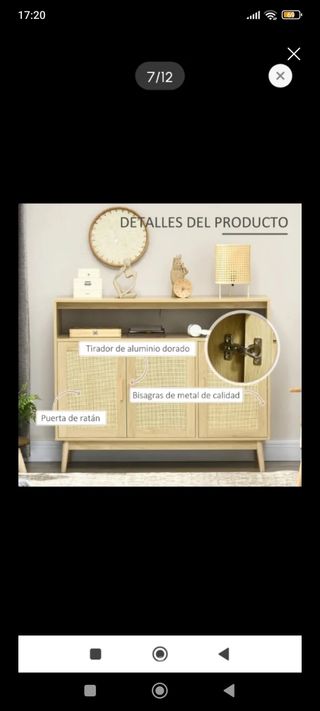 Aparador mimbre y madera - Beige