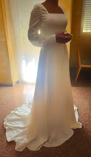 Vestido novia Satén blanco