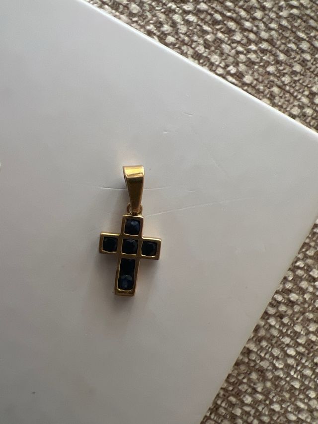 Cruz oro azul pequeña