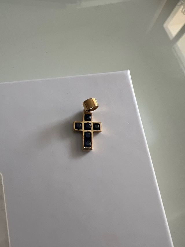 Cruz oro azul pequeña