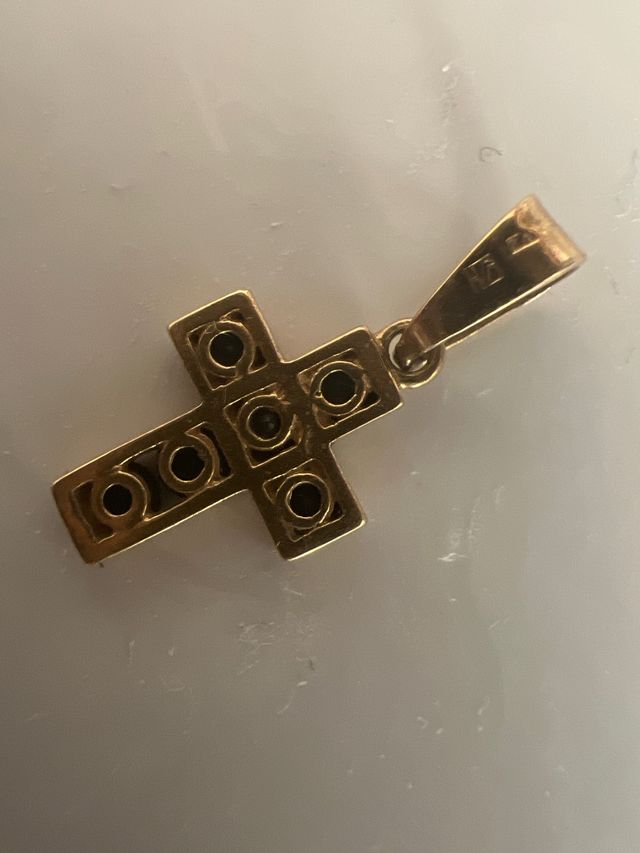 Cruz oro azul pequeña