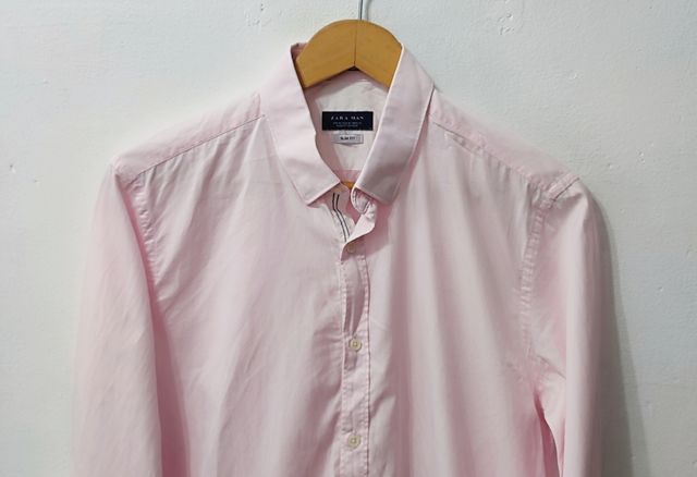 Camisa slim fit rosa Zara hombre Talla M