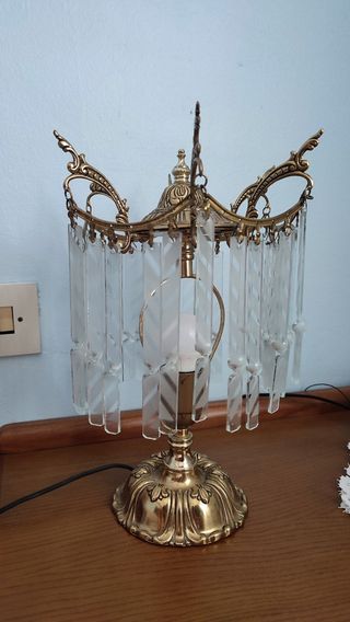 Conjunto de 3 lámparas vintage cristal dorada