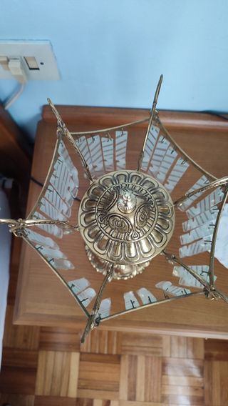 Conjunto de 3 lámparas vintage cristal dorada