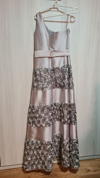 Vestido Sara Nadal largo plata Talla 40